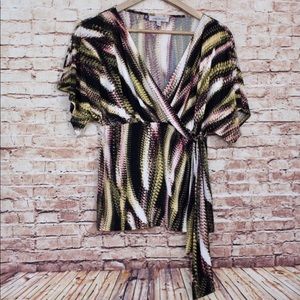 Jennifer Lopez|Abstract Dolman Sleeve Wrap Blouse